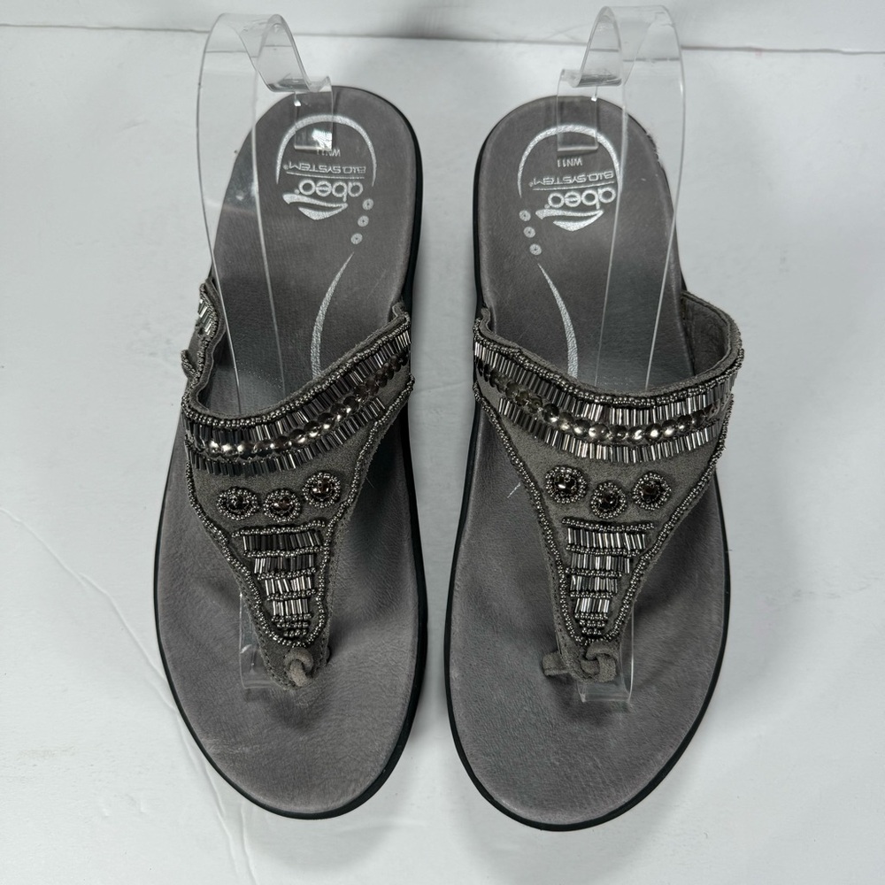 Abeo B.I.O. System Mystic Wedge Beaded Comfort Sandals Pewter Women’s Size 11 - Picture 2 of 11